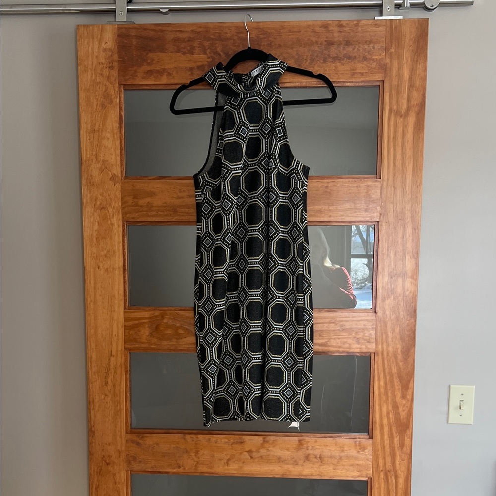 Trina Turk Black and White Geometric Midi Dress